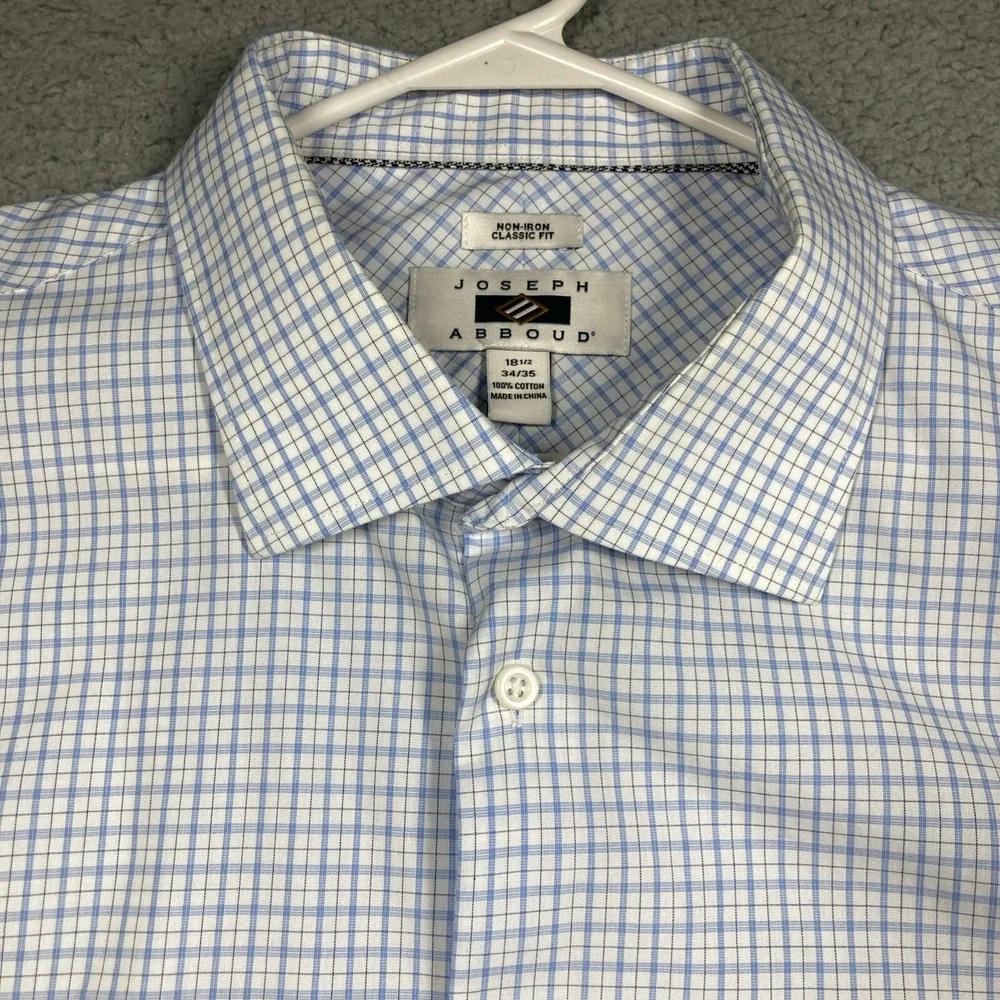 Joseph Abound Shirt Mens 18 1/2 34-35 Blue Long Sleeve Button No Iron Classic